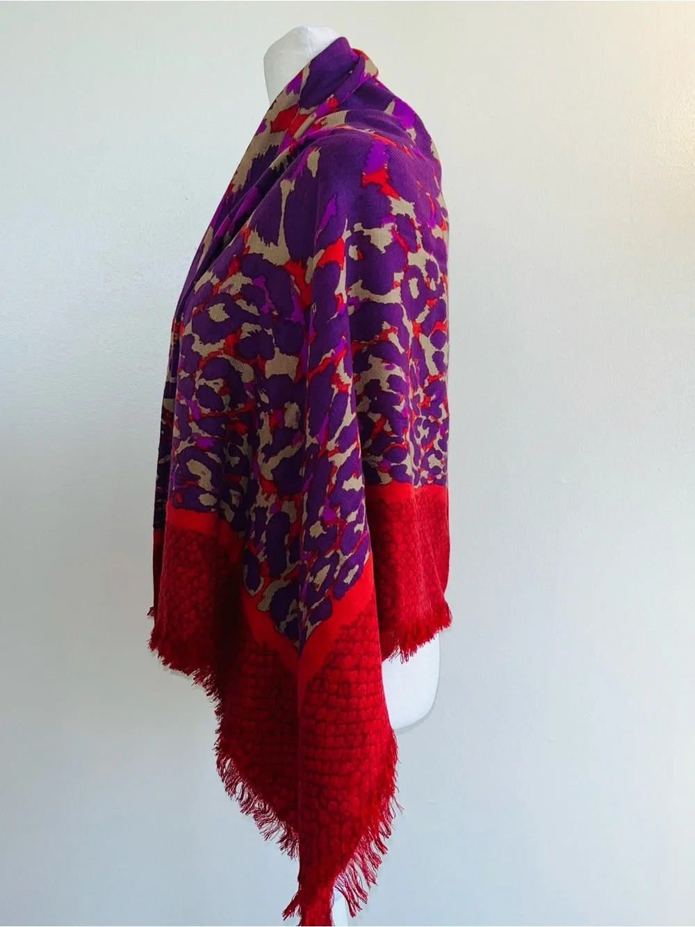 Coach Ocelot Animal Print Square Shawl Scarf NWT Accessory Purple Red 52”X 52”